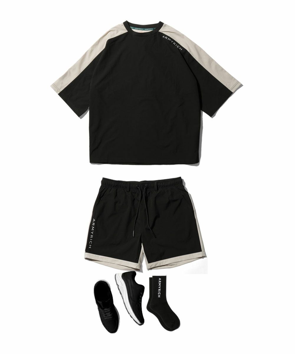 36%OFF】ワイド5分ナイロンTシャツセットアップ | セットアップ