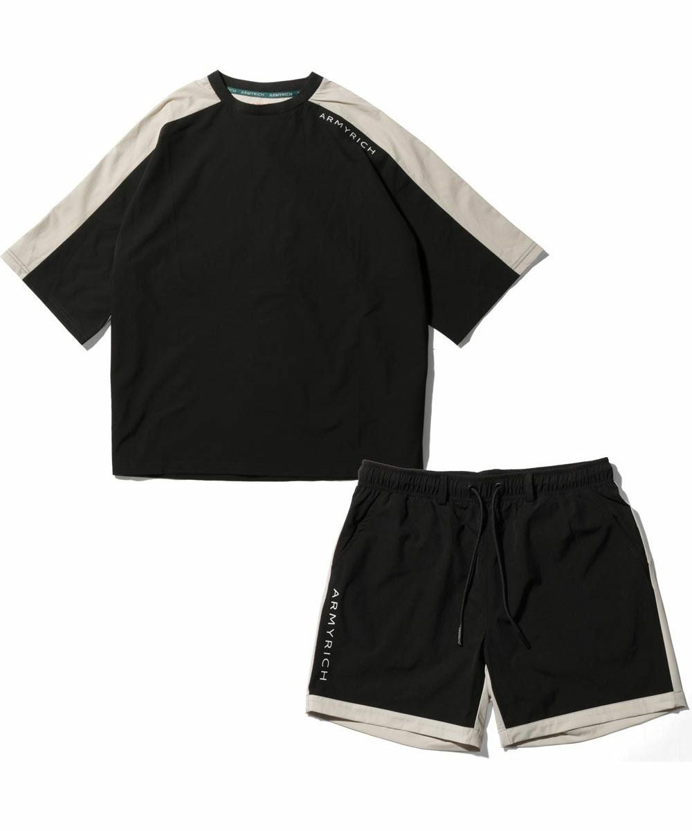 36%OFF】ワイド5分ナイロンTシャツセットアップ | セットアップ