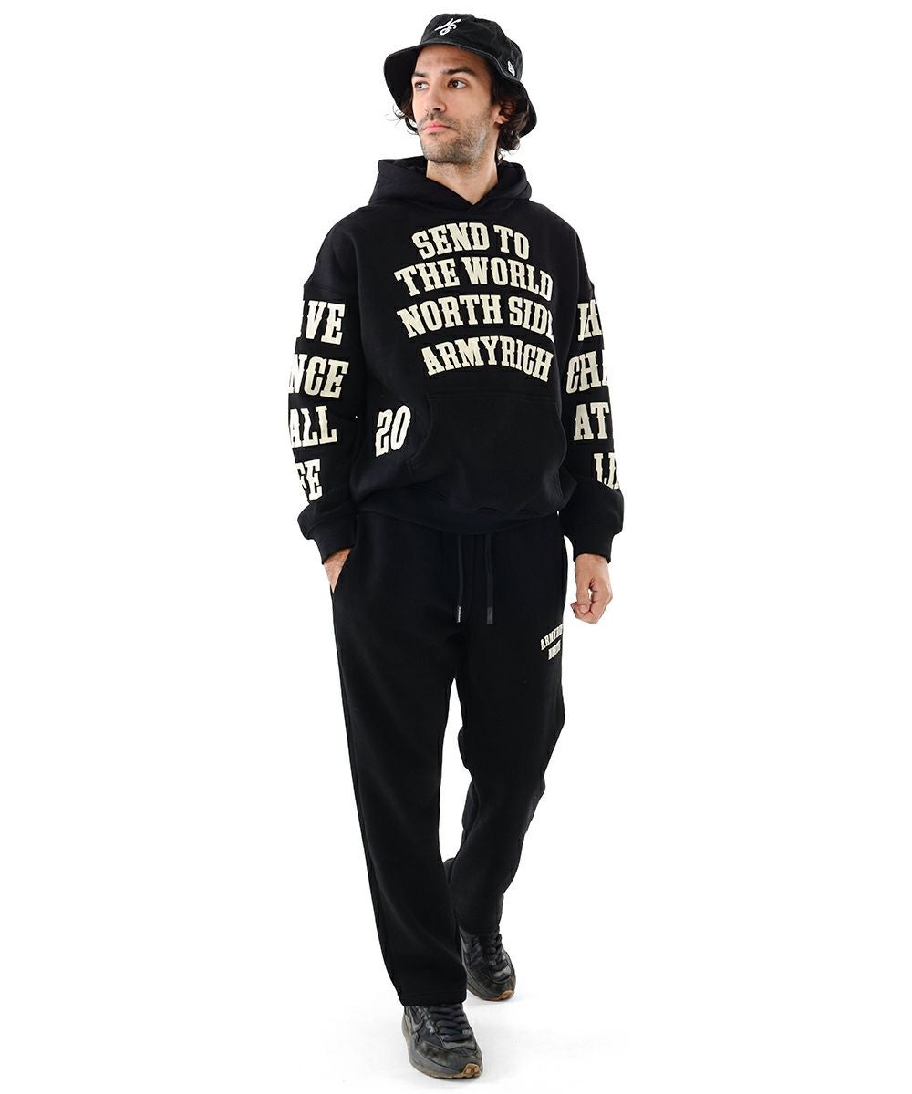 22%OFF】裏起毛メッセージプリントパーカーセットアップ