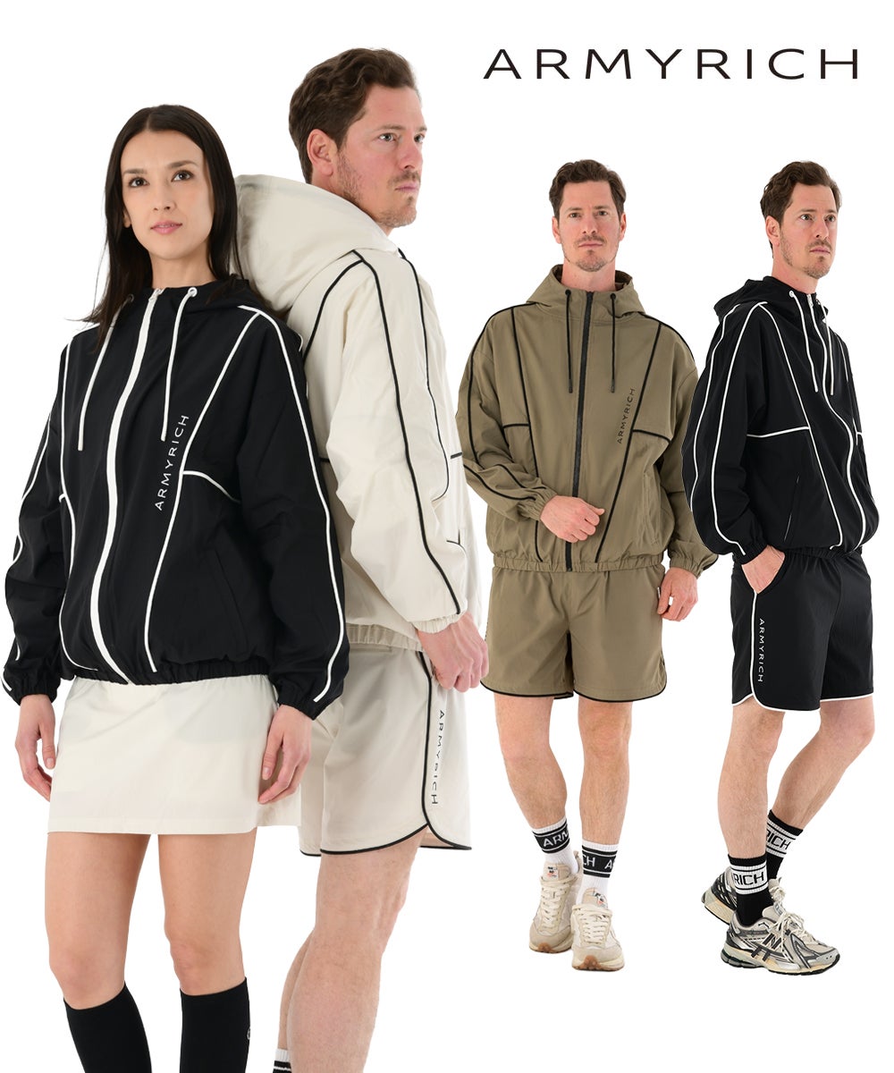 撥水ナイロンパイピングフルジップパーカーセットアップ