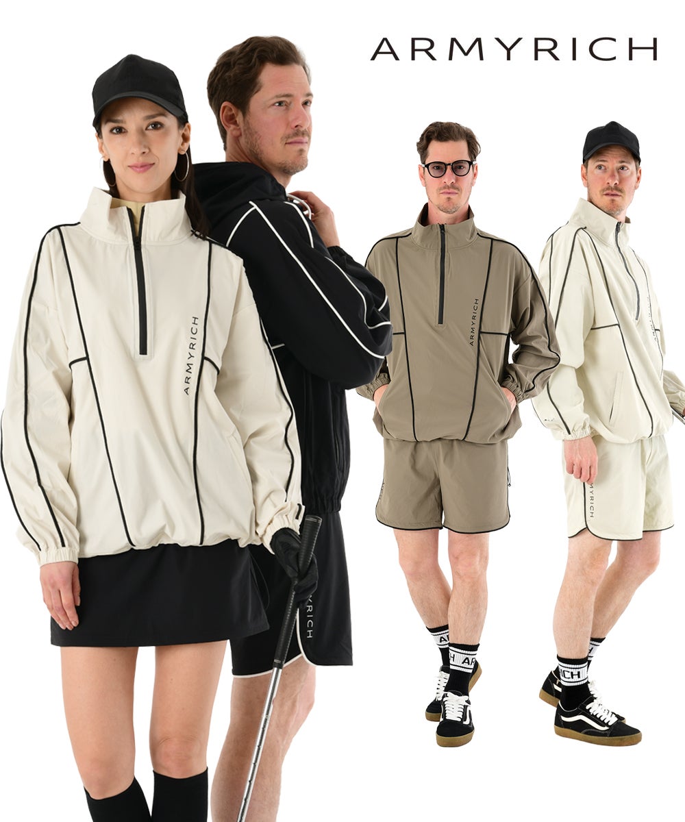 撥水ナイロンパイピングハーフジップセットアップ