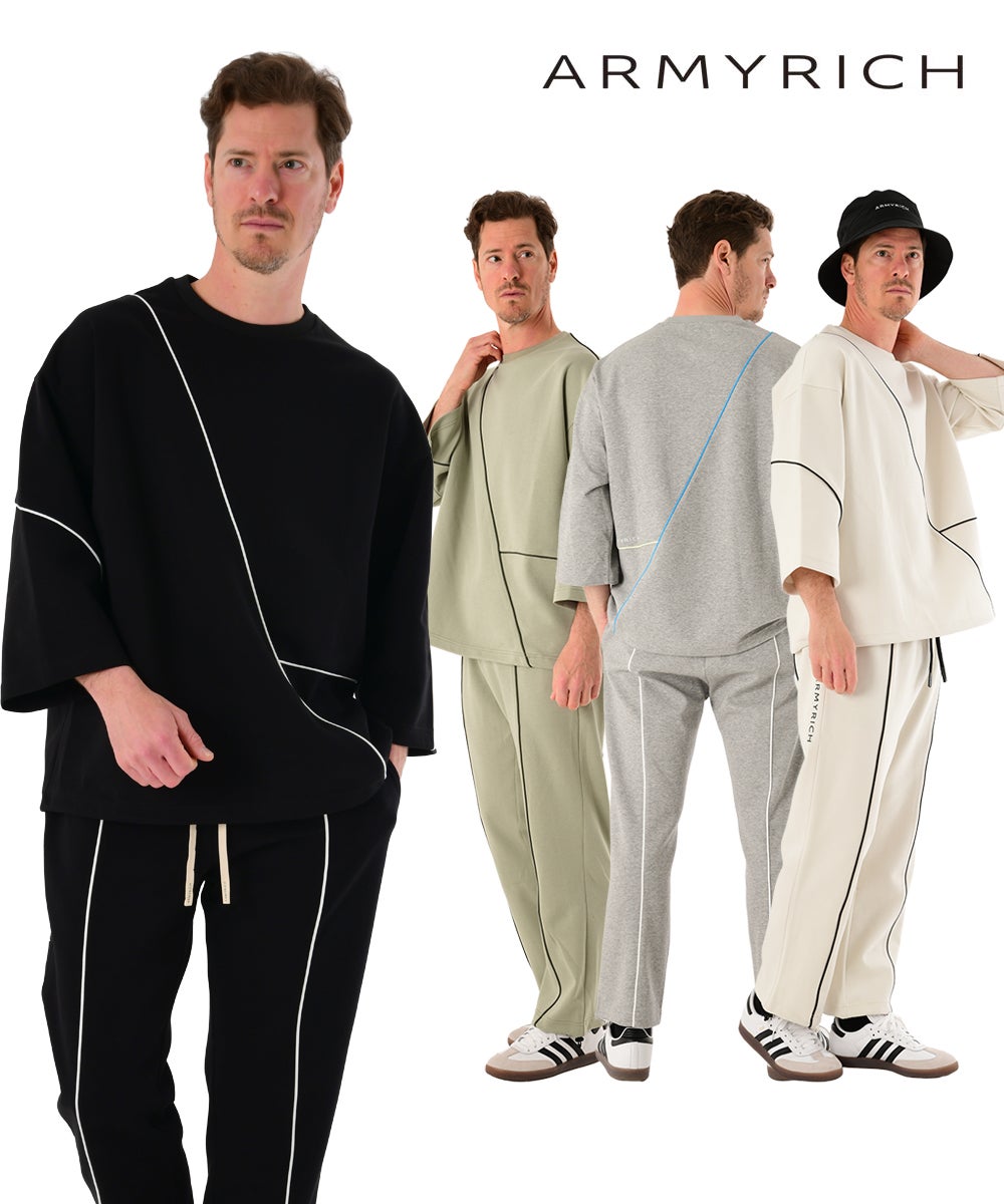 オーバーサイズ9分袖パイピングシャツセットアップ